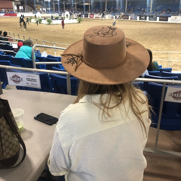 Hand Crafted Accessories - Custom Hand Painted Wide-Brim Hat